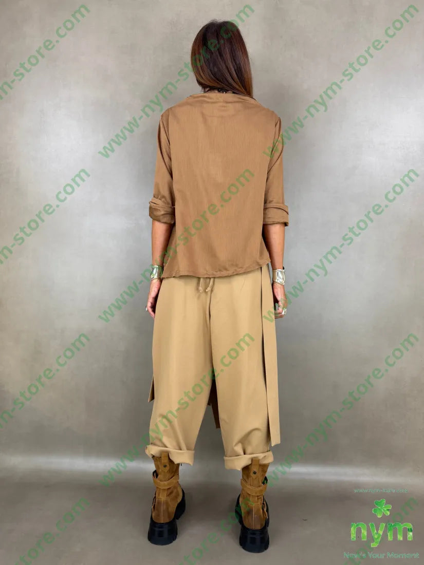 tunica misto lana piega collo 77vi13wo10pl - U / TABACCO / AI26 - CAMICIA