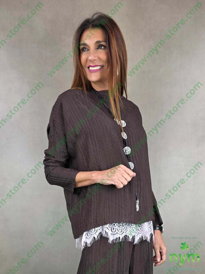 tunica quadrata tessuto riga 98vi1pl1co U / MARRONE / PE26 CAMICIA