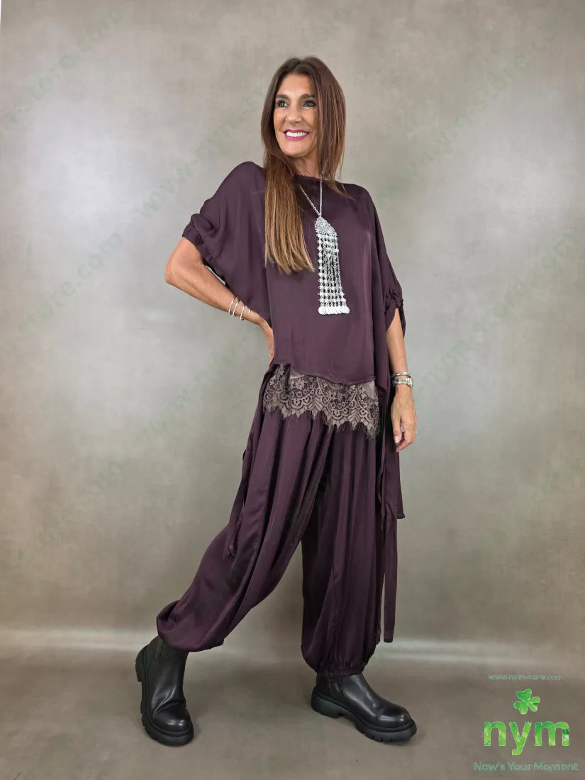 tunica raso manica arricciata 60ra40vi - U / BORDO / AI26 - CAMICIA