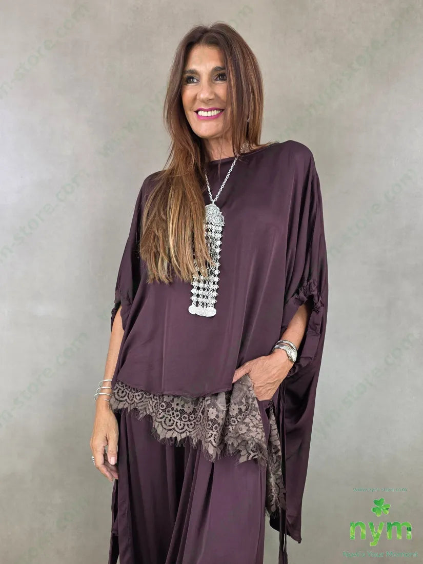 tunica raso manica arricciata 60ra40vi - U / BORDO / AI26 - CAMICIA