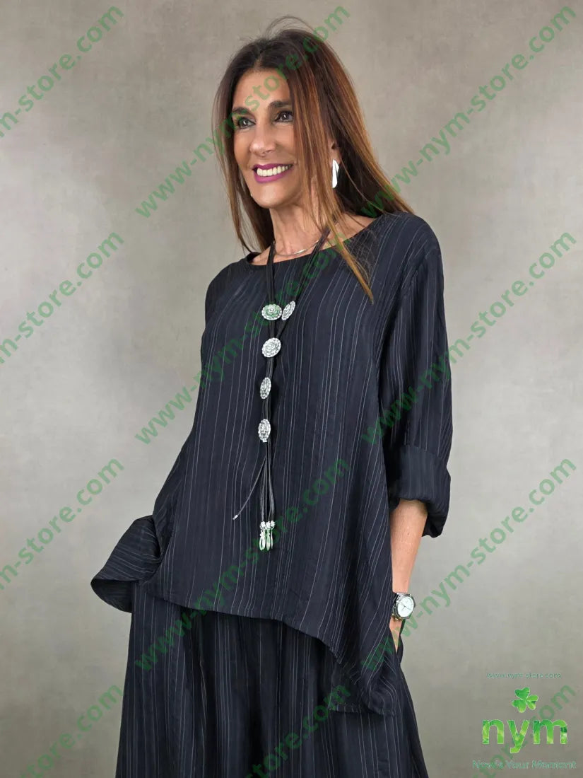 tunica trapezio tessuto riga 98vi1pl1co U / NERO / PE26 CAMICIA