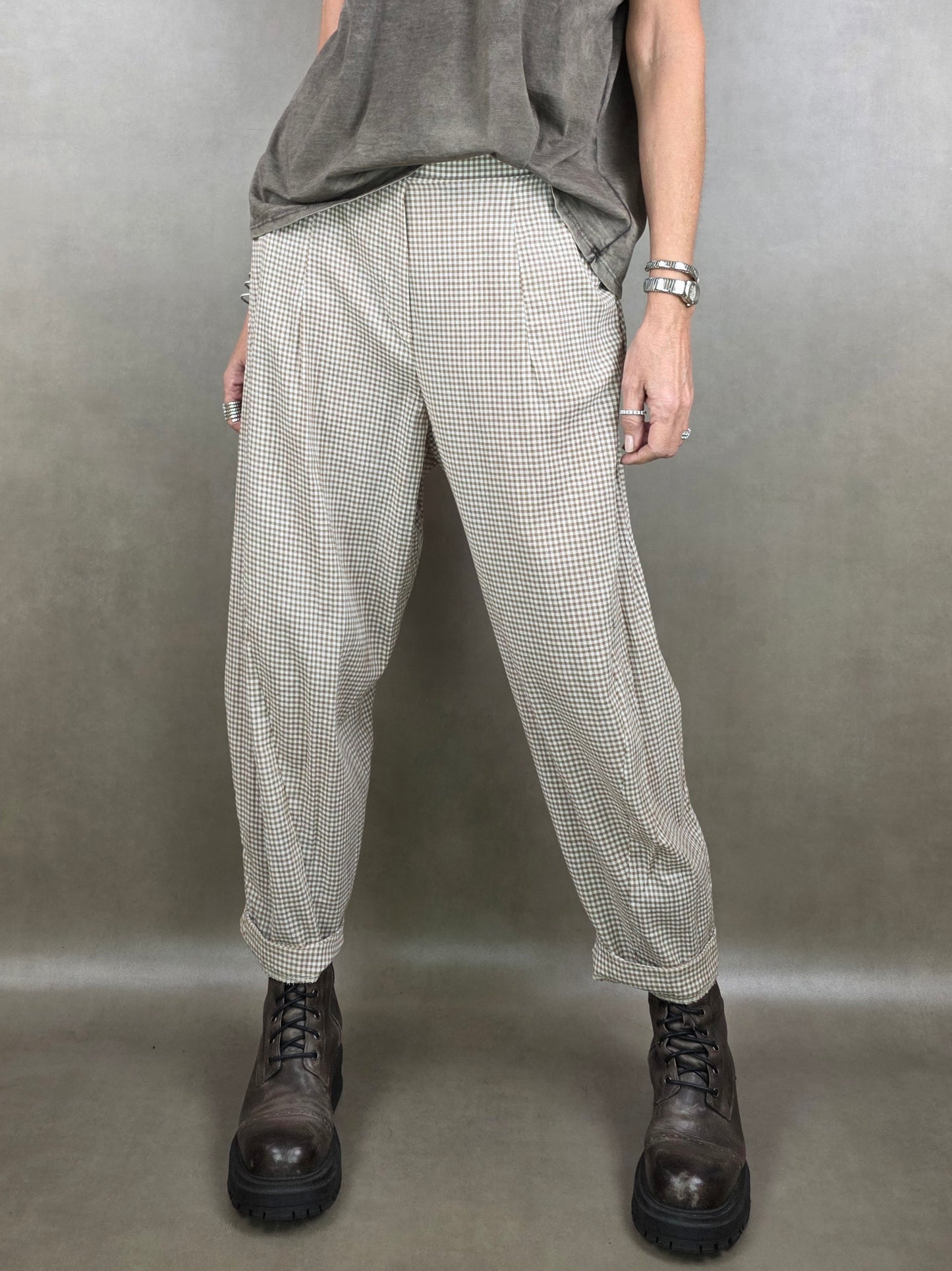 panta tessuto vichy cotone imbuto 100co