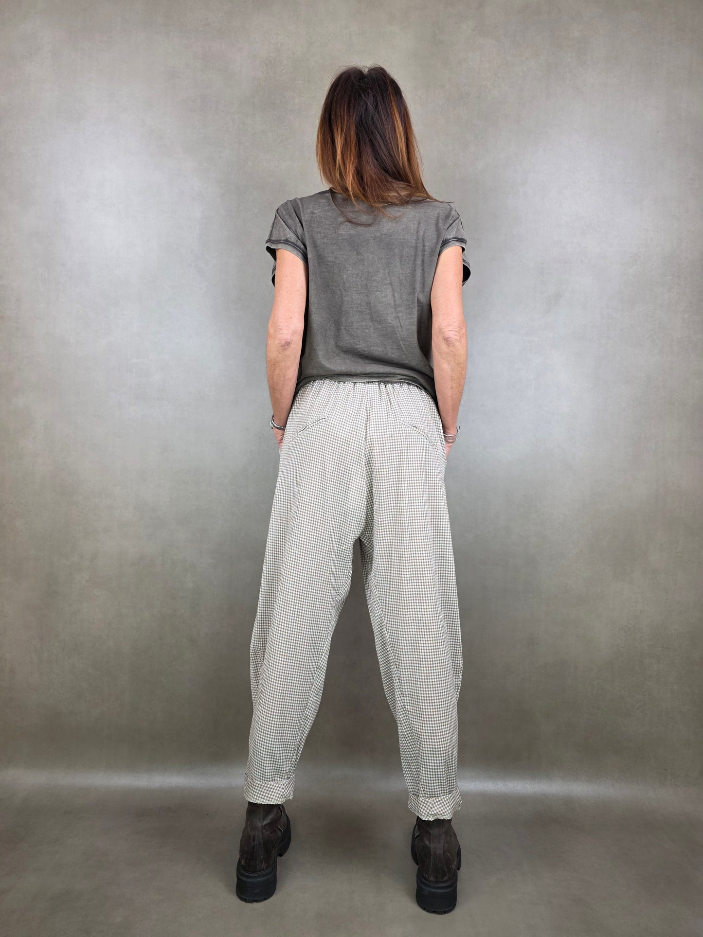 panta tessuto vichy cotone imbuto 100co