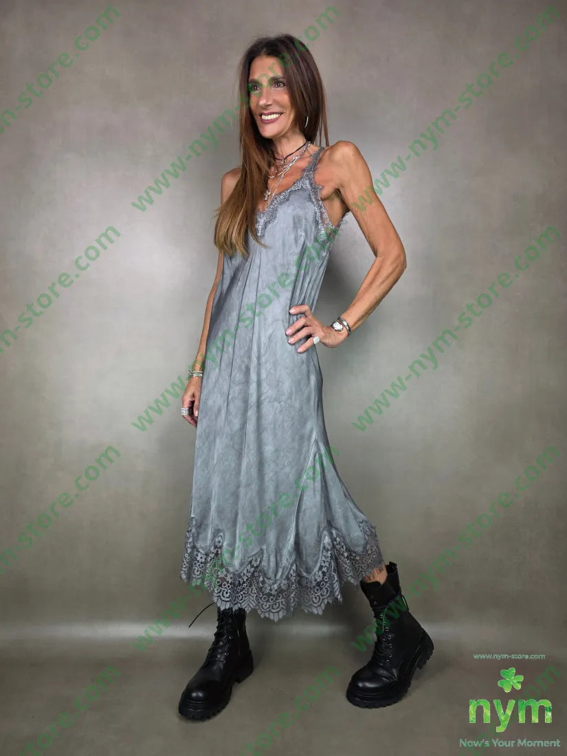 abito a sottoveste bordi pizzo 100vi U / ANTRACITE / AI25 ABITO