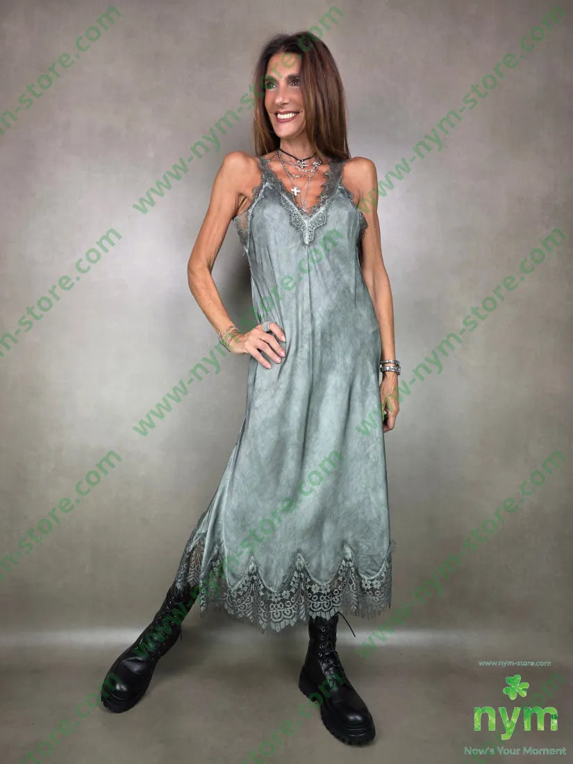 abito a sottoveste bordi pizzo 100vi U / MILITARE / AI25 ABITO