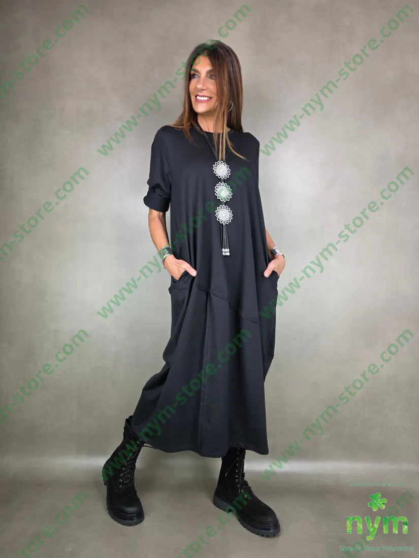 abito anfora felpa 95co5ea U / NERO / AI25 ABITO