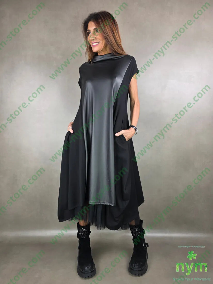 abito con ecopelle felpata 65vi27pl5ea U / NERO / AI25 ABITO