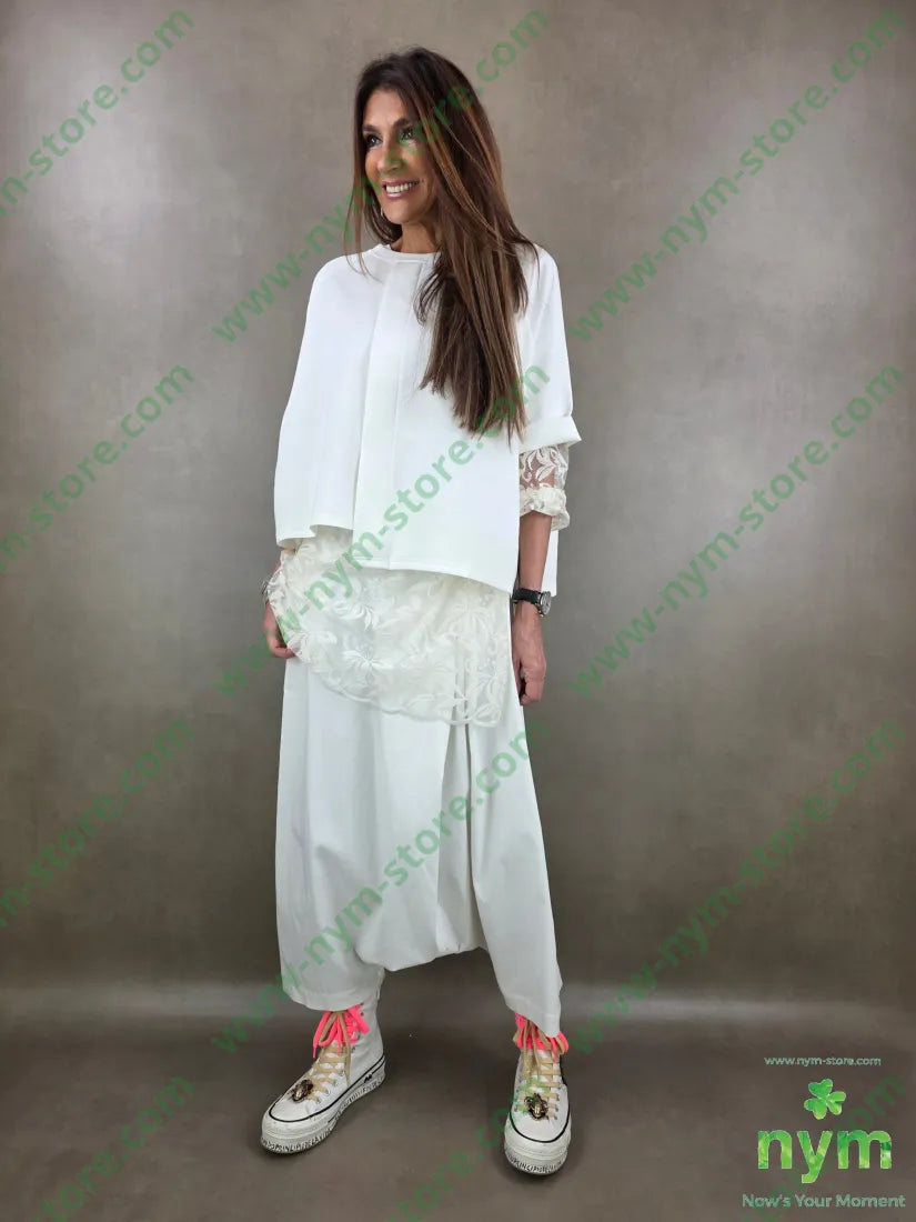 abito corto ricamato 40pl30pa30co U / PANNA / PE26 ABITO