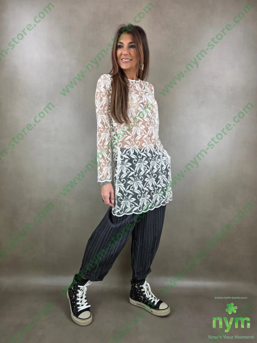 abito corto ricamato 40pl30pa30co U / PANNA / PE26 ABITO