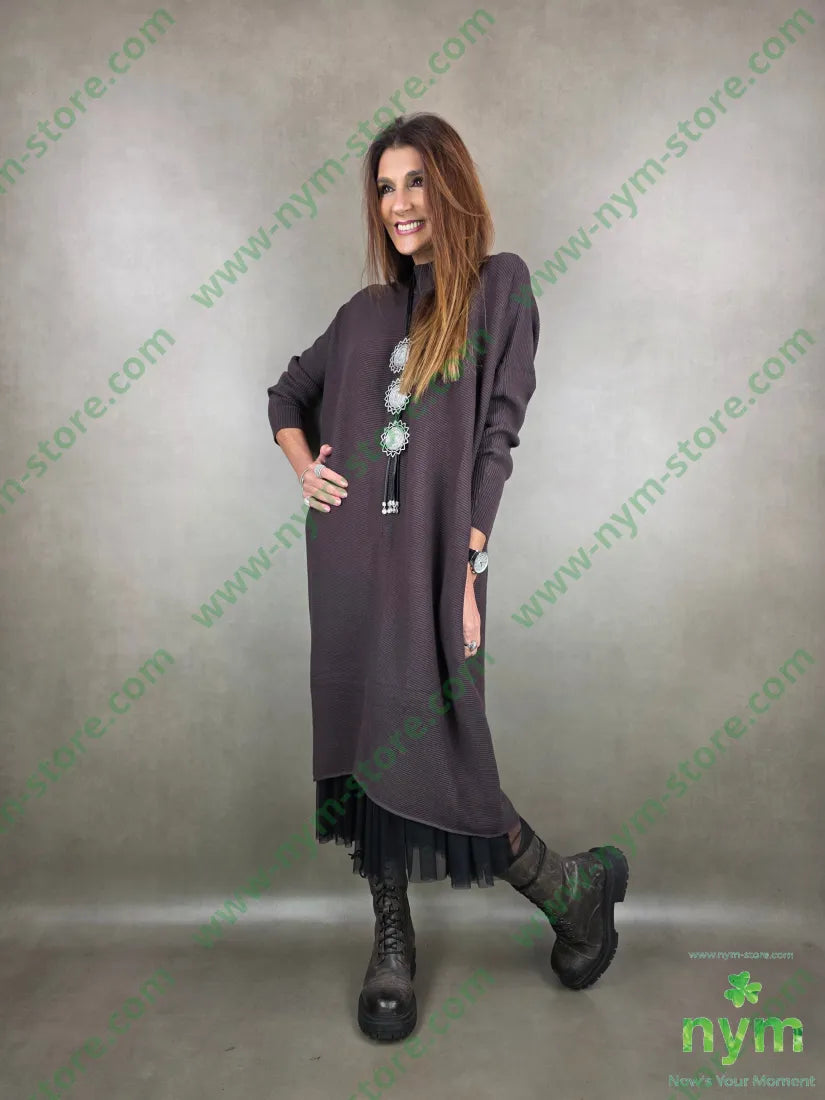 abito costine in maglia 40vi28ny22pl10wo U / MARRONE / AI25 ABITO