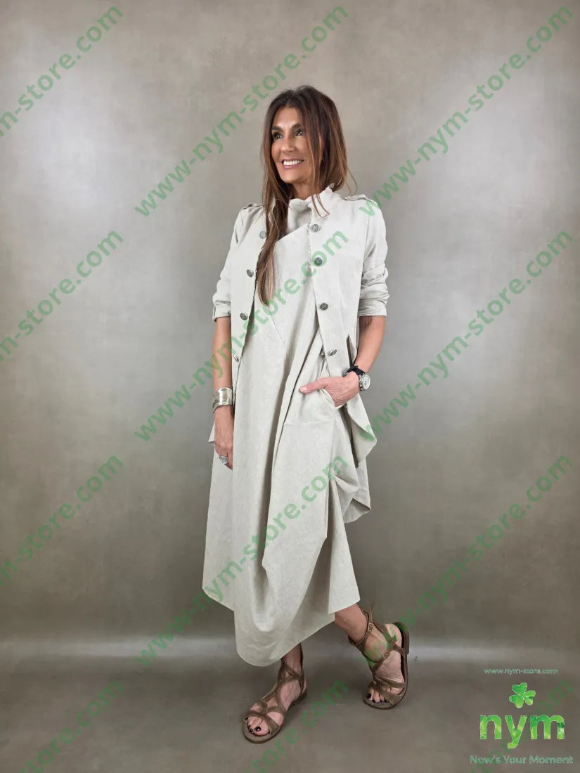 abito cratere tessuto lino 68co17li13pl2e - ABITO