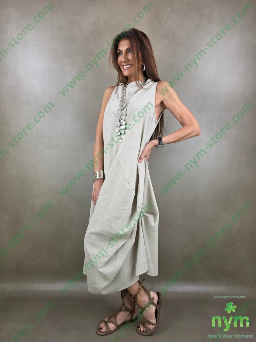 abito cratere tessuto lino 68co17li13pl2e - ABITO