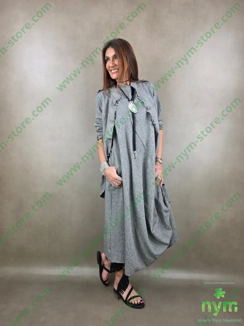 abito cratere tessuto lino 68co17li13pl2e - ABITO