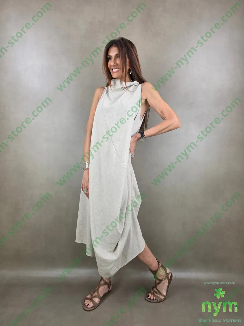 abito cratere tessuto lino 68co17li13pl2e - ABITO