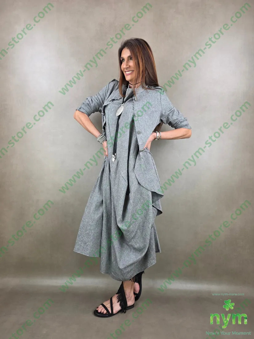 abito cratere tessuto lino 68co17li13pl2e - ABITO