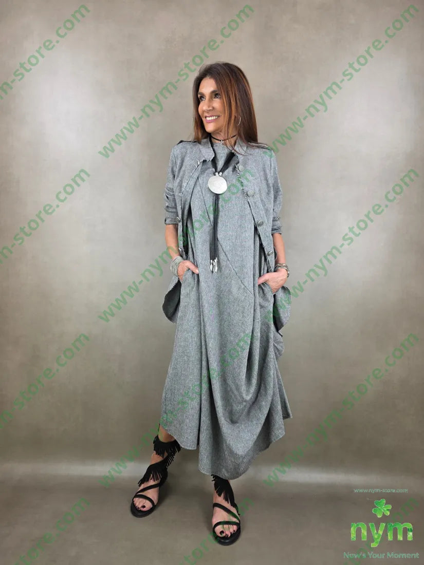 abito cratere tessuto lino 68co17li13pl2e - ABITO