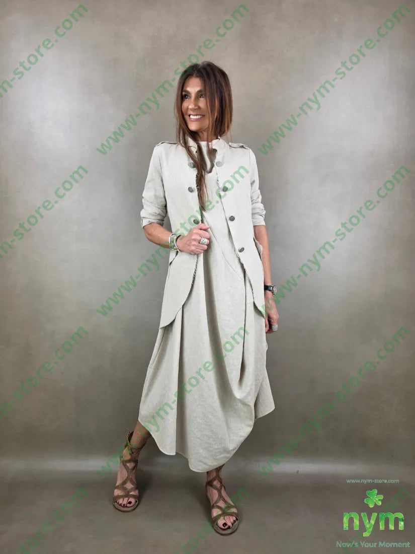 abito cratere tessuto lino 68co17li13pl2e - ABITO