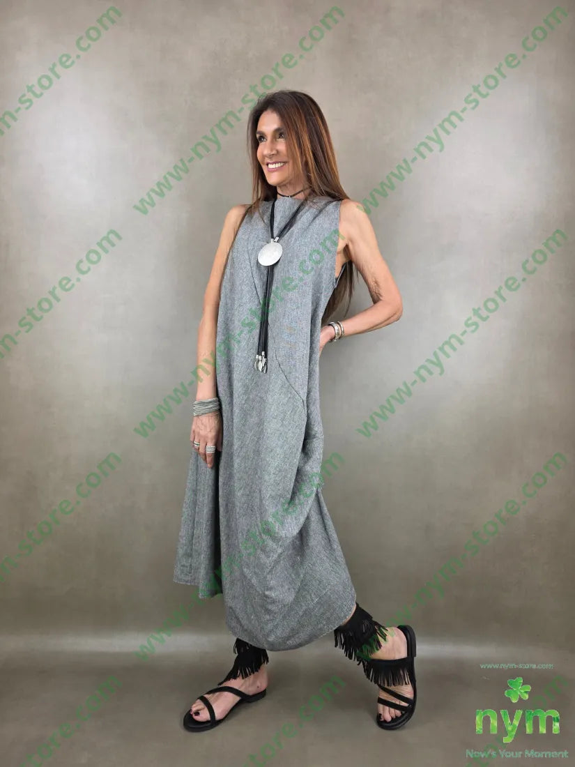 abito cratere tessuto lino 68co17li13pl2e - ABITO