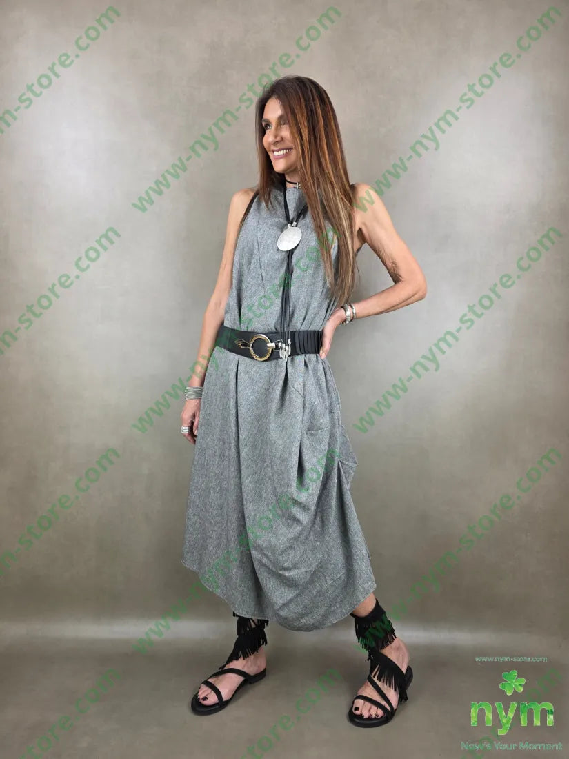 abito cratere tessuto lino 68co17li13pl2e - ABITO