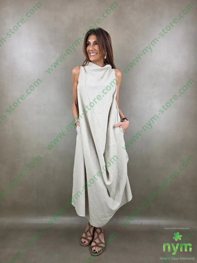 abito cratere tessuto lino 68co17li13pl2e - ABITO