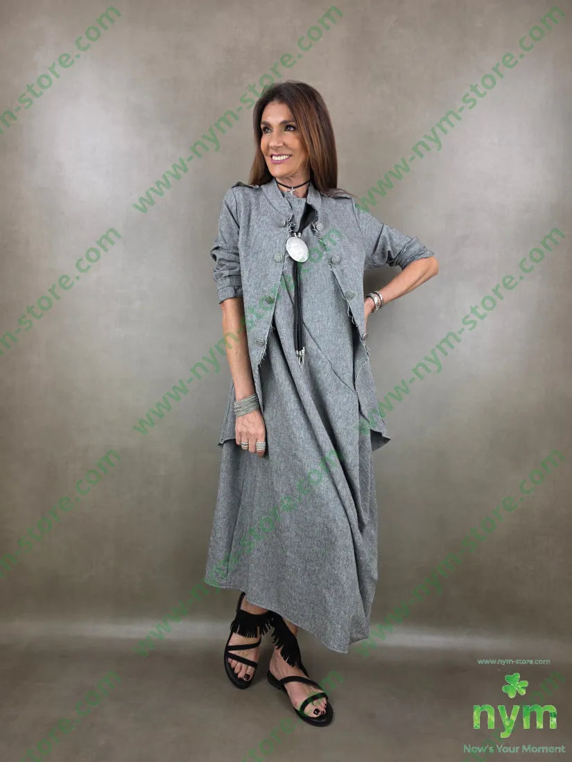 abito cratere tessuto lino 68co17li13pl2e - ABITO