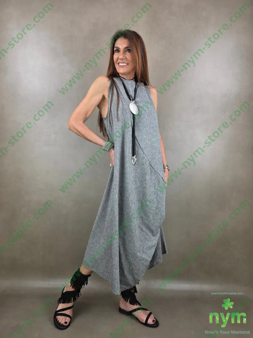 abito cratere tessuto lino 68co17li13pl2e - U / GRIGIO / PE26 - ABITO