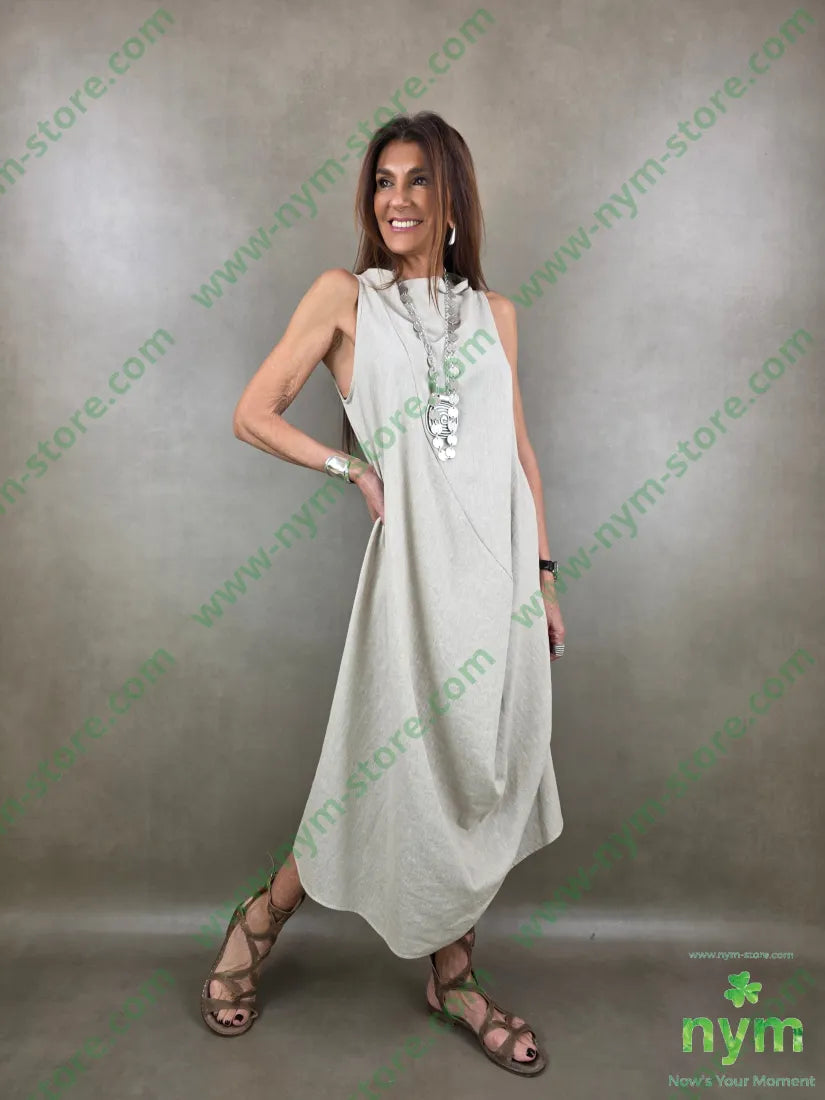 abito cratere tessuto lino 68co17li13pl2e - U / SABBIA / PE26 - ABITO