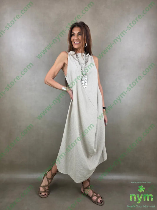 abito cratere tessuto lino 68co17li13pl2e - U / SABBIA / PE26 - ABITO