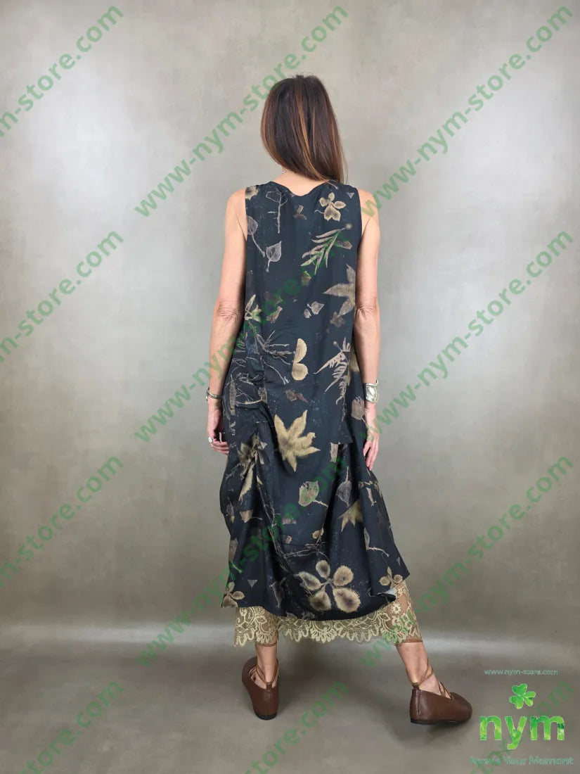 abito foglie con arricciature 93vi7li - U / NERO / PE26 - ABITO