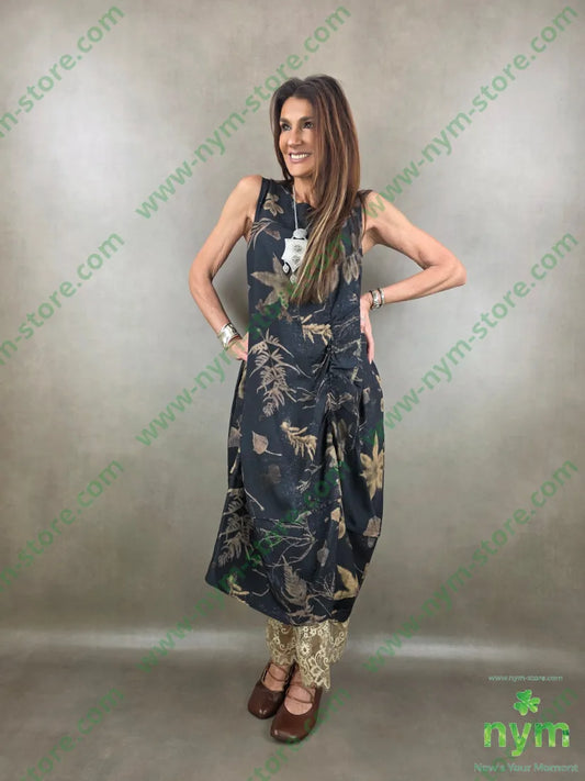 abito foglie con arricciature 93vi7li - U / NERO / PE26 - ABITO