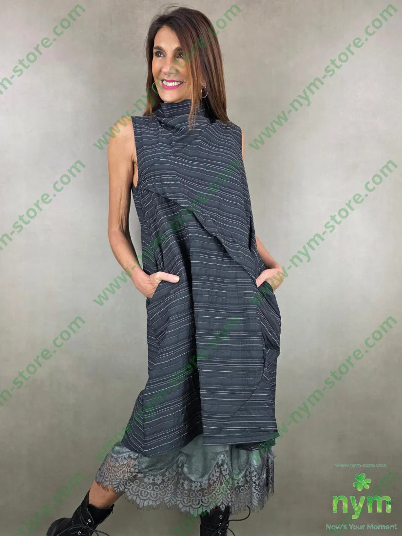 abito gessato stropicciato 43co43tn14pa U / NERO / PE26 ABITO