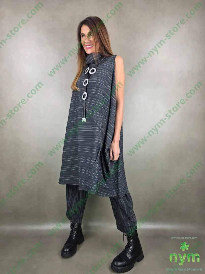 abito gessato stropicciato 43co43tn14pa U / NERO / PE26 ABITO