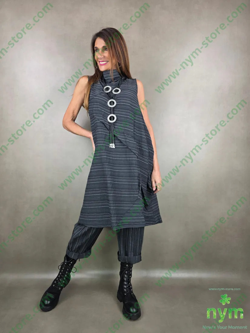 abito gessato stropicciato 43co43tn14pa U / NERO / PE26 ABITO