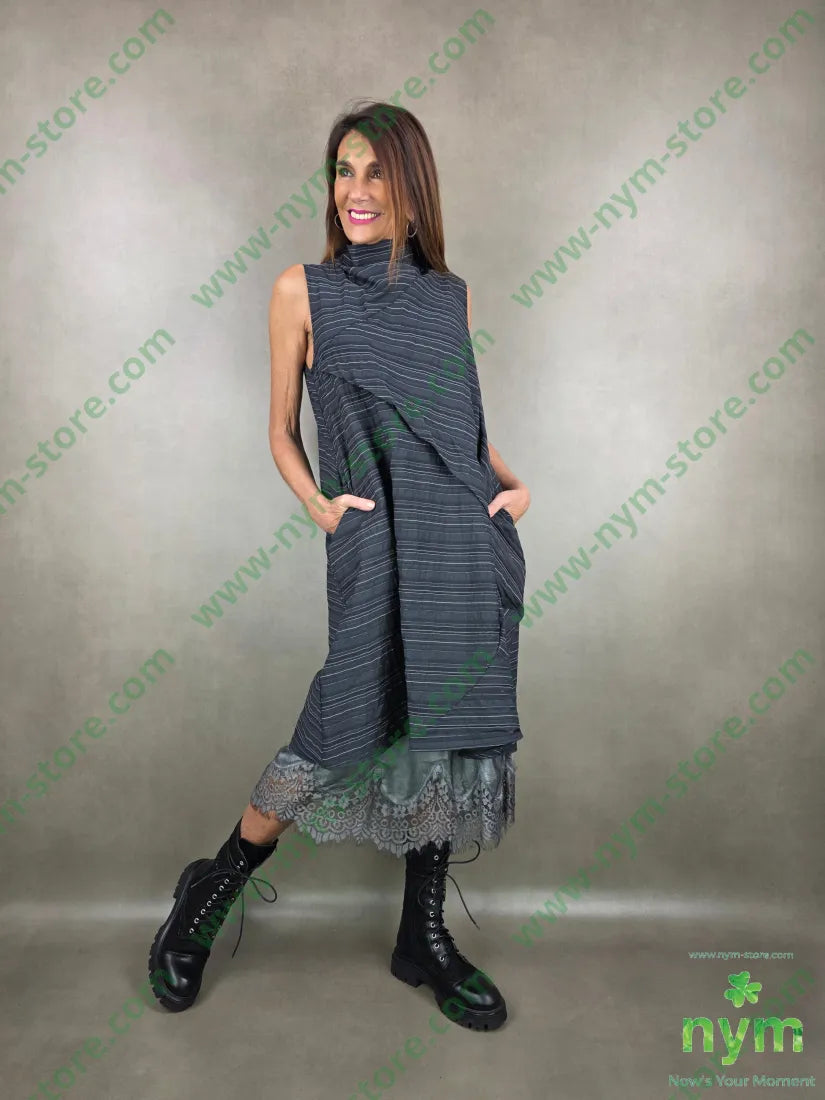 abito gessato stropicciato 43co43tn14pa U / NERO / PE26 ABITO