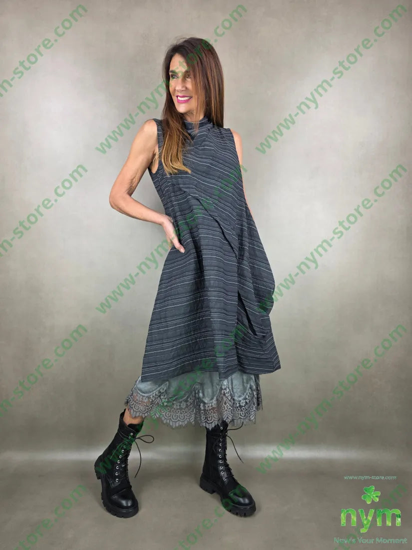 abito gessato stropicciato 43co43tn14pa U / NERO / PE26 ABITO