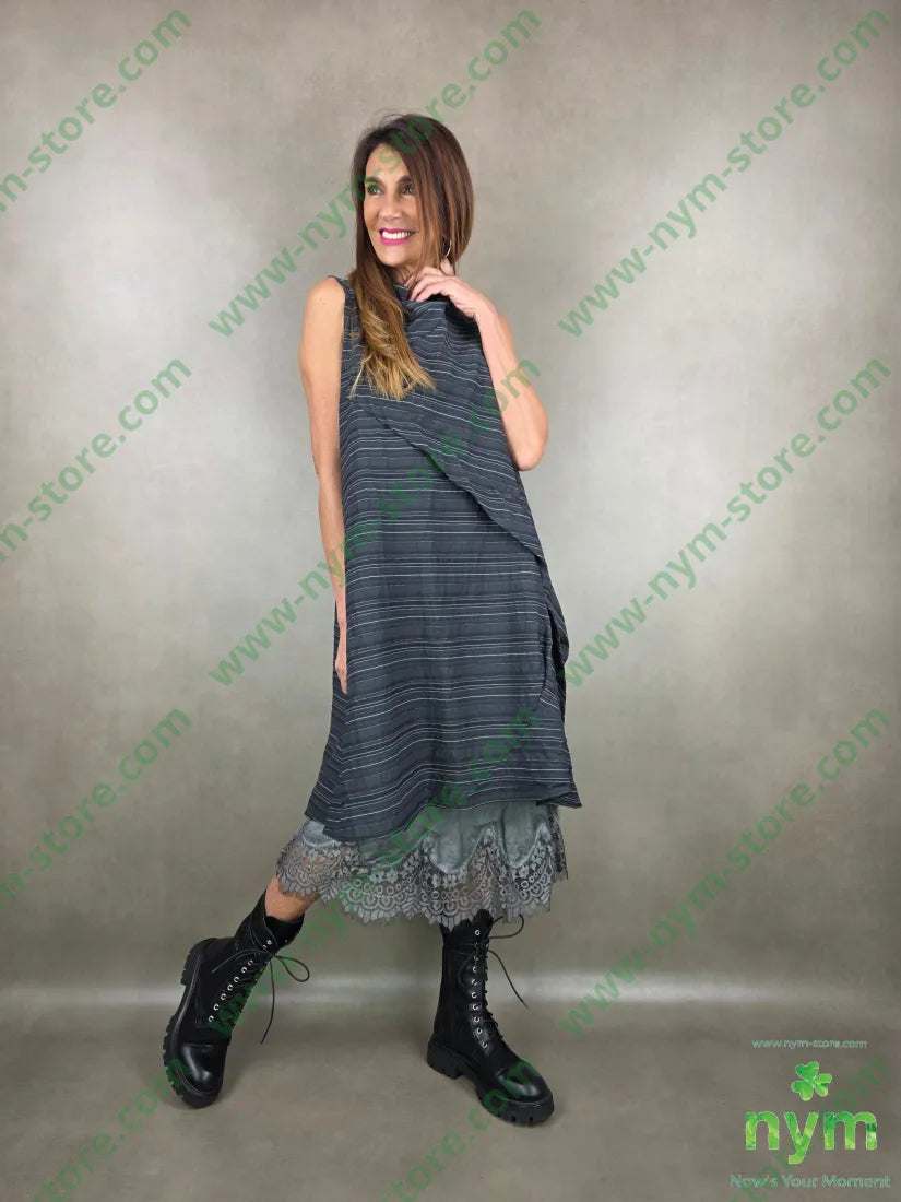 abito gessato stropicciato 43co43tn14pa U / NERO / PE26 ABITO