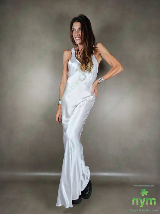 abito lungo spallina arricciata 100vi ABITO