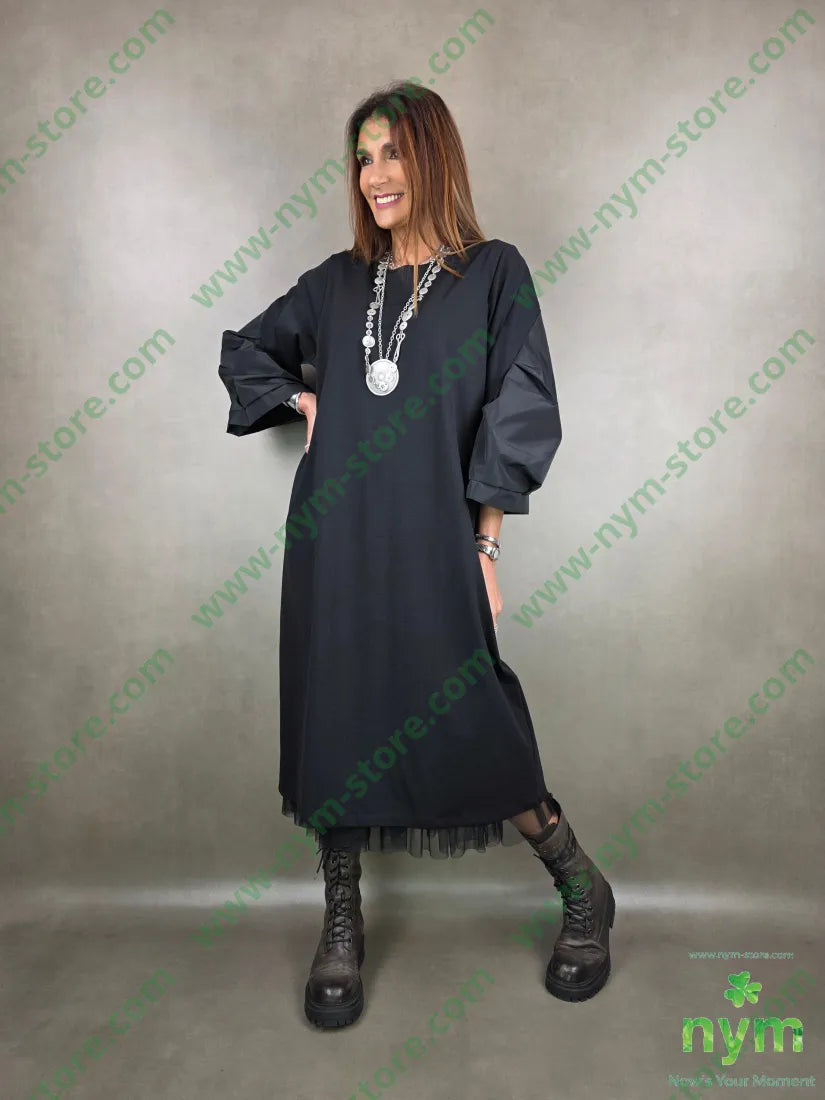 abito maniche taffeta U / NERO / AI25 ABITO