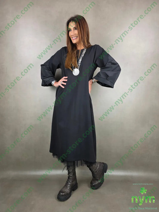 abito maniche taffeta U / NERO / AI25 ABITO