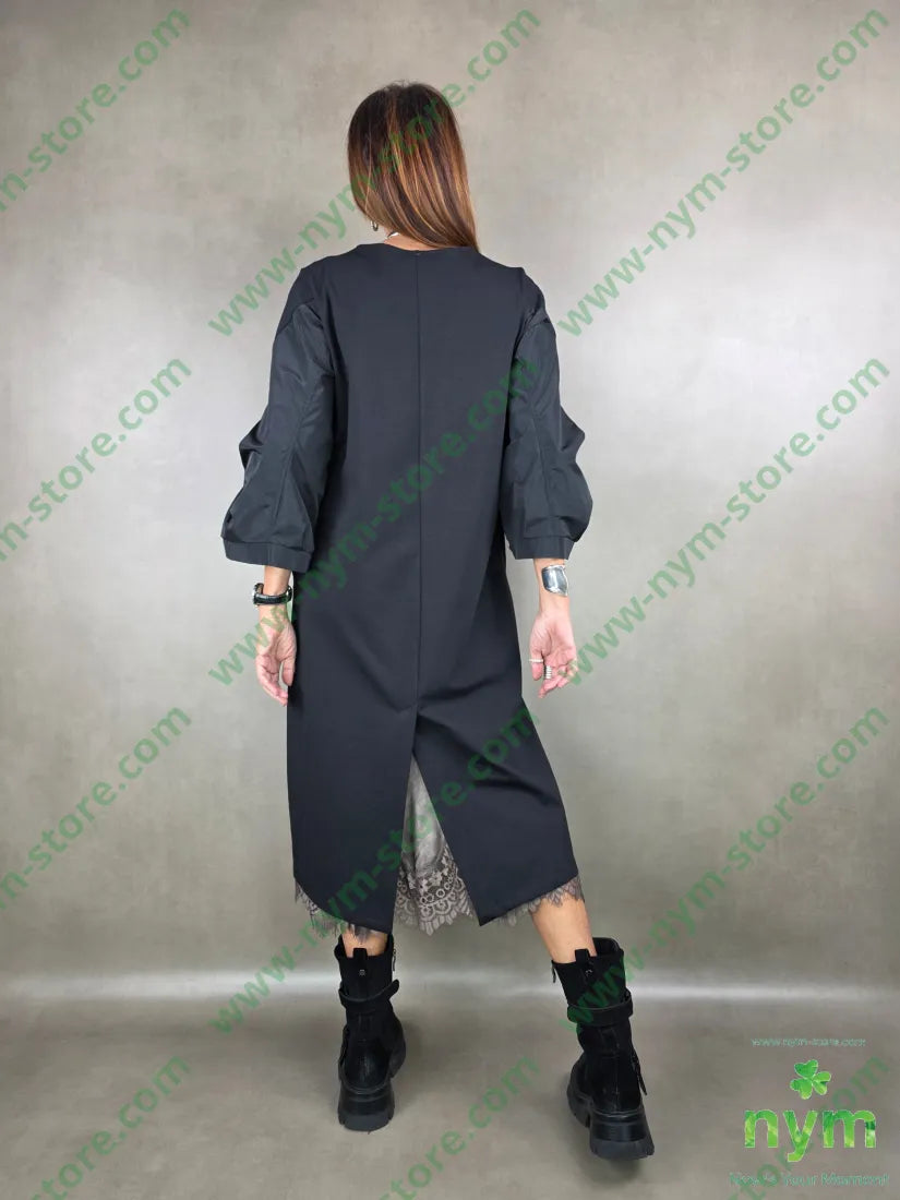 abito maniche taffeta U / NERO / AI25 ABITO