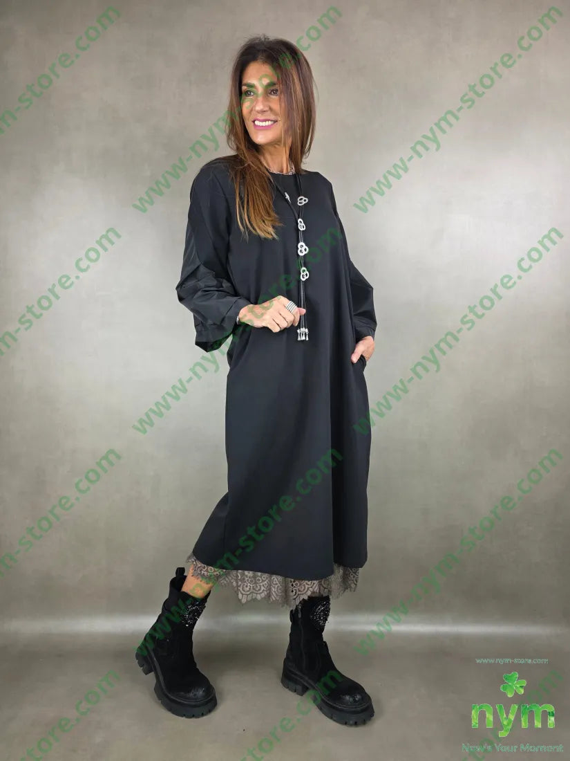 abito maniche taffeta U / NERO / AI25 ABITO