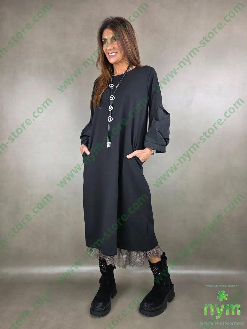 abito maniche taffeta U / NERO / AI25 ABITO