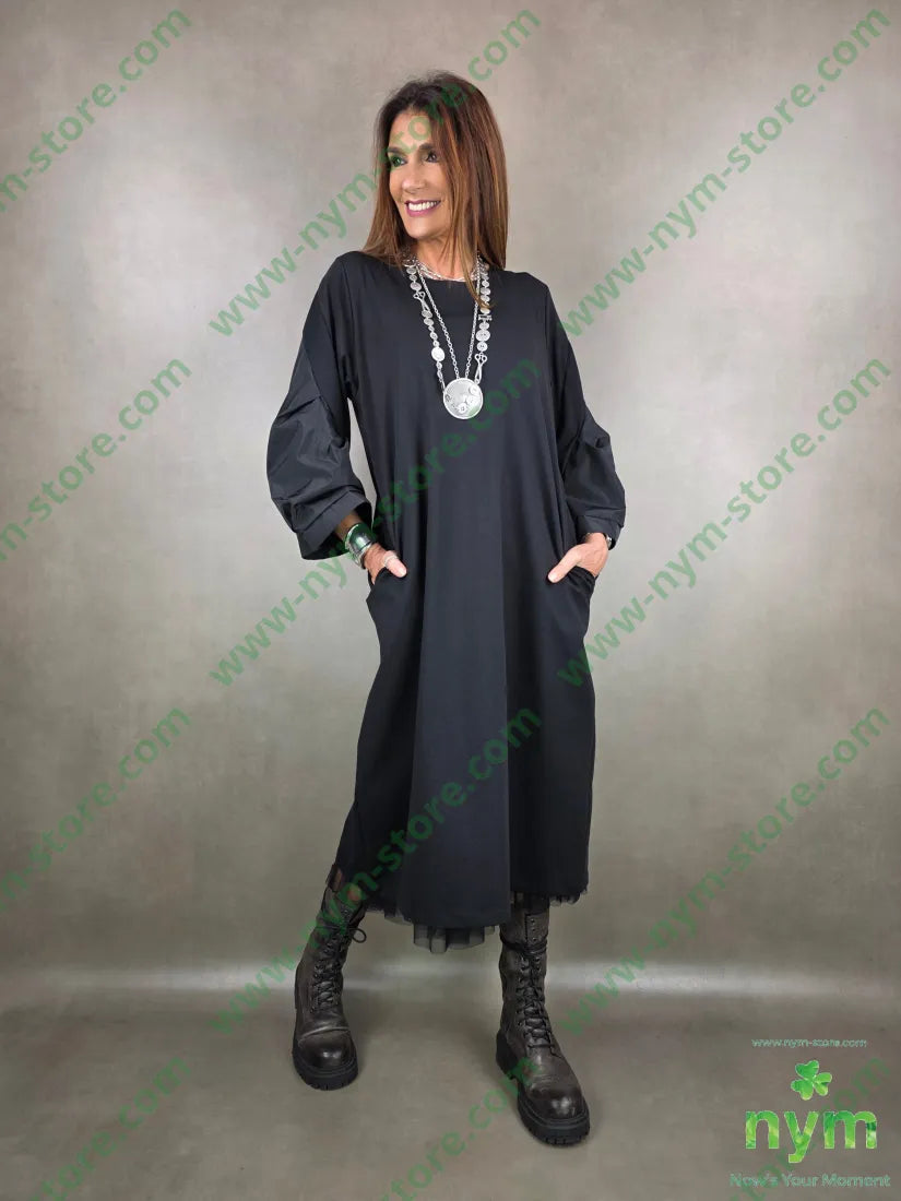 abito maniche taffeta U / NERO / AI25 ABITO