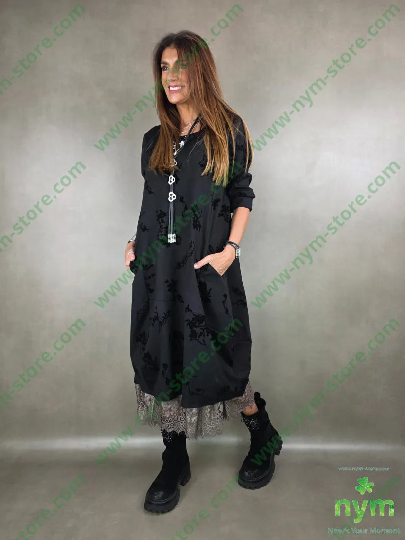 abito maniche taffeta U / NERO / AI25 ABITO