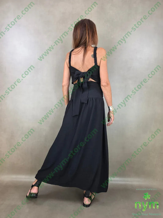 abito scollato dietro fiocco 85vi15pa - U / NERO / PE26 - ABITO