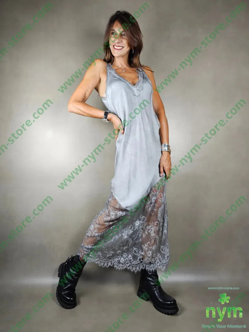 abito viscosa fondo pizzo 100vi U / ANTRACITE / AI25 ABITO