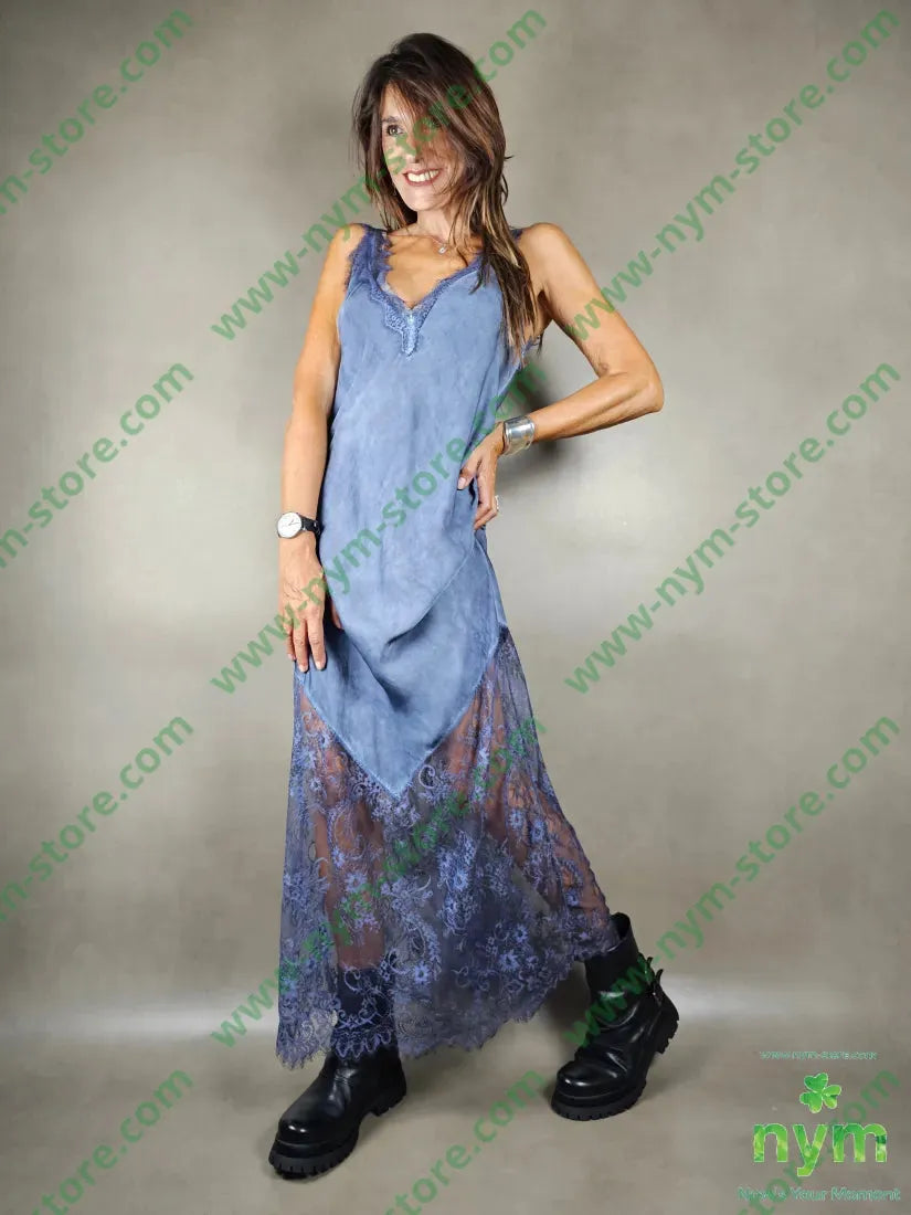 abito viscosa fondo pizzo 100vi U / JEANS / AI25 ABITO