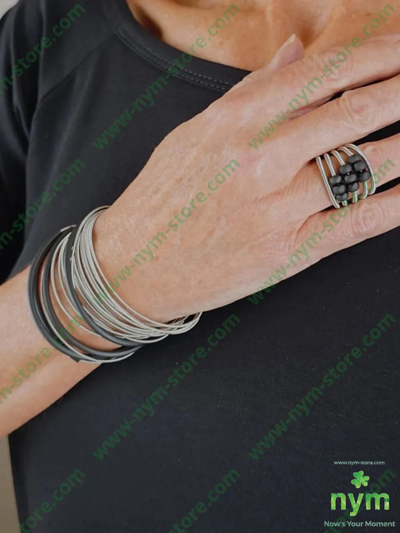 anello molla e vetro grande U / ARGENTO / CONTINUATIVO BIJOUX