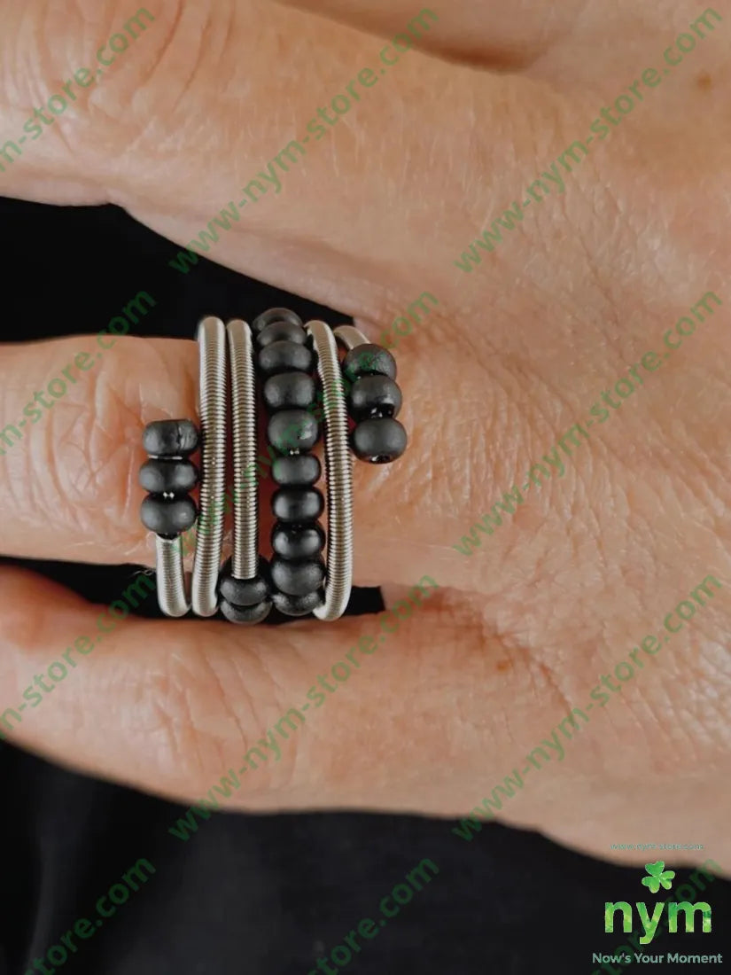 anello molla e vetro piccolo U / ARGENTO / CONTINUATIVO BIJOUX