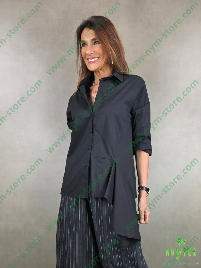 camicai sbieco lato 100co U / NERO / PE26 CAMICIA